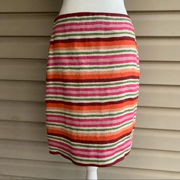 •Talbots• 100% Linen Striped Pencil Skirt - Size 6P - Picture 1 of 9